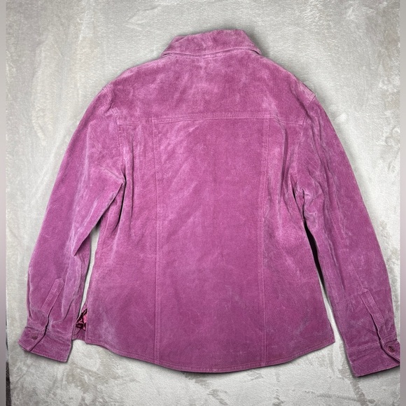Vintage A.M.I. 100% Leather Suede Fuchsia Button Front Western Jacket Large - Picture 14 of 16